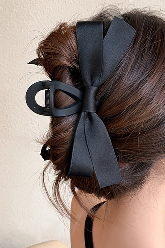 Bow Decor Large Hair Claw Clip in Black