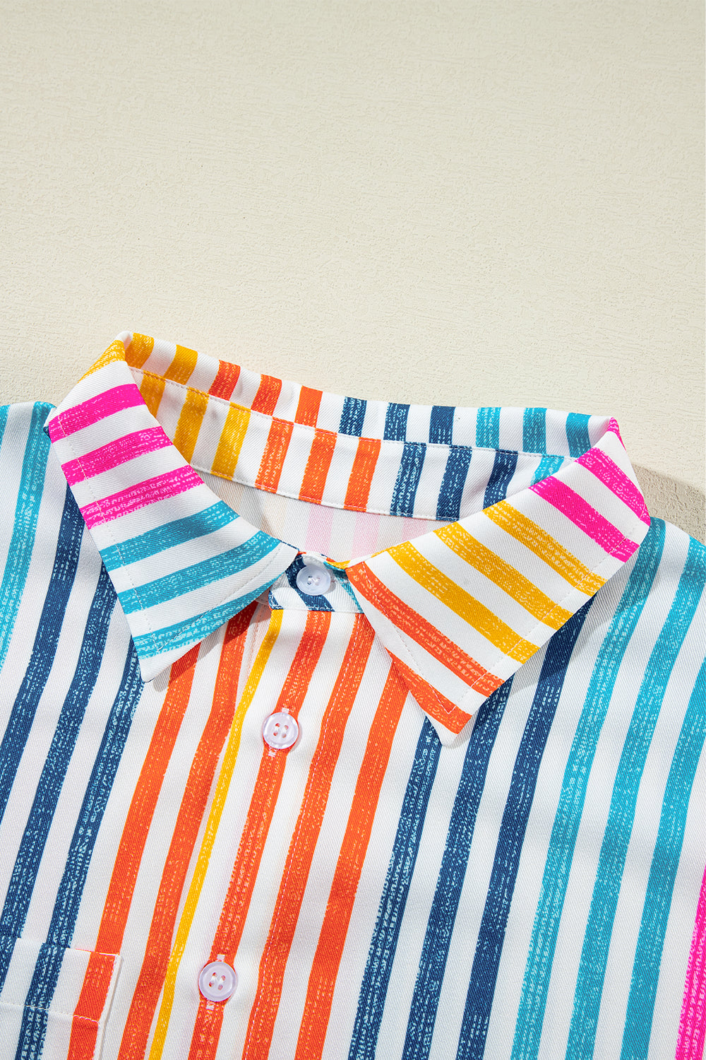 Orange Stripe Multicolor Loose Shirt