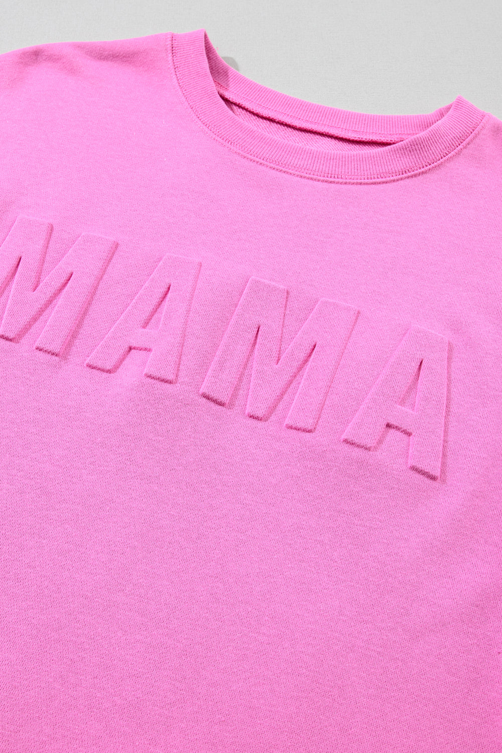 Bright Pink MAMA  Letter Embossed Casual Sweatshirt