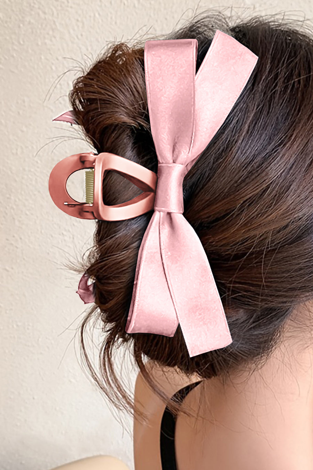 Bow Decor Large Hair Claw Clip in Pink