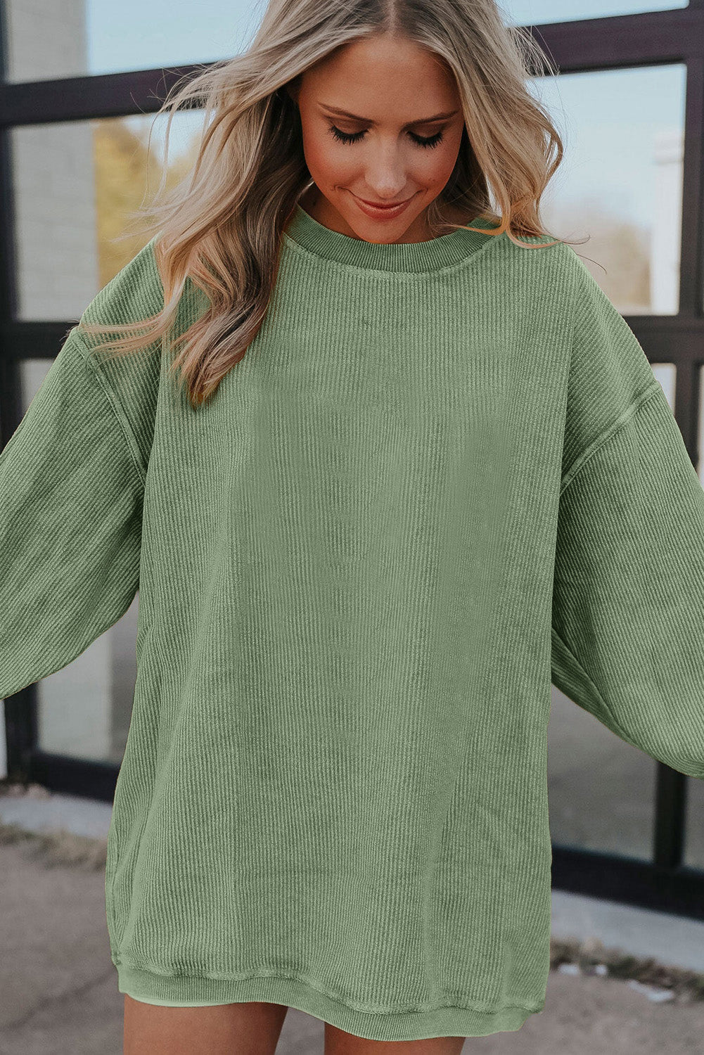 Ribbed Corduroy Oversized Sweatshirt