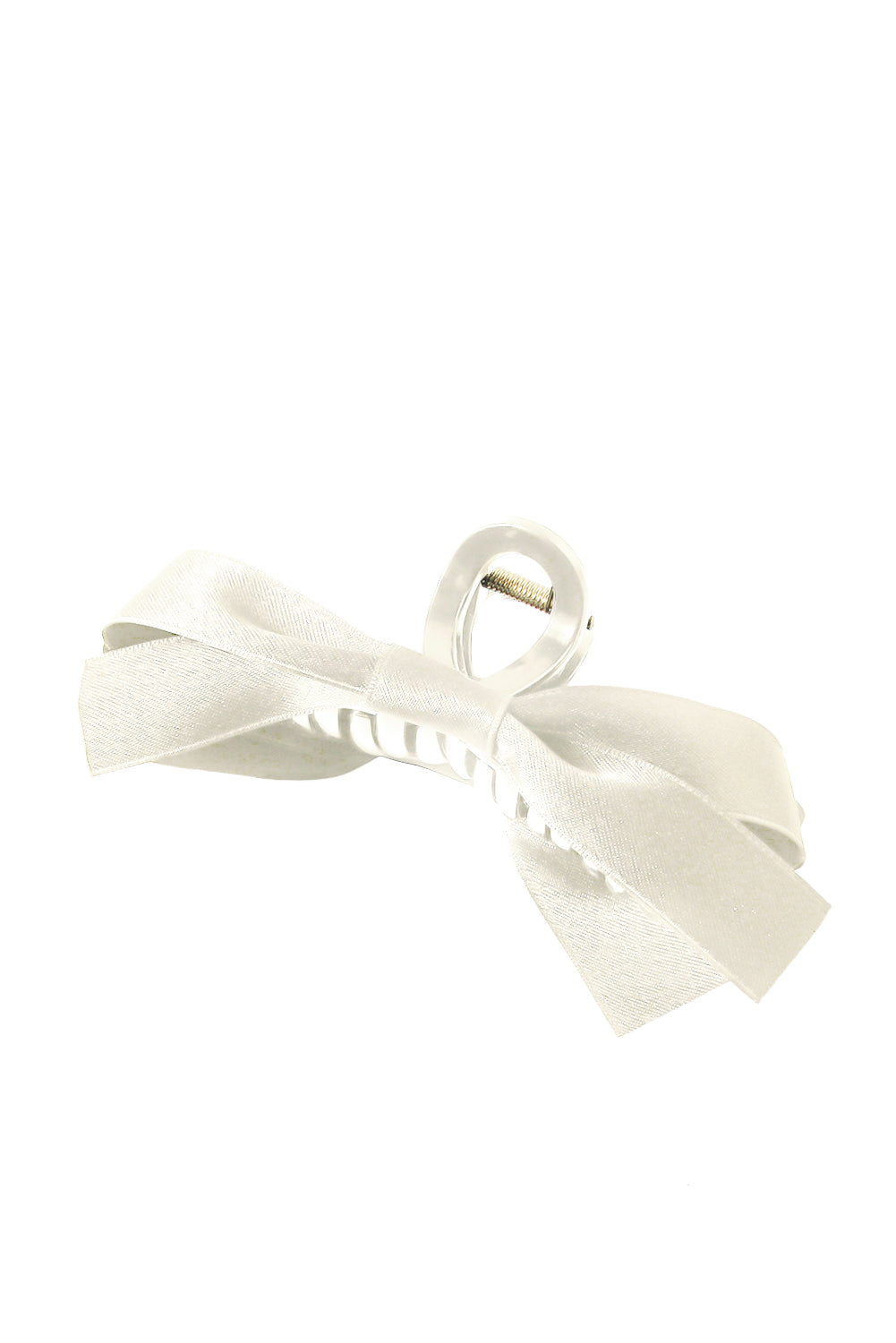 Bow Decor Large Hair Claw Clip in White