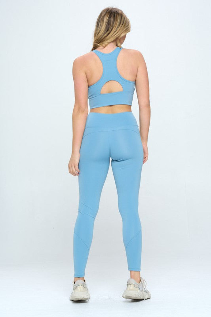 Two Piece Activewear Legging Set with Cut-Out Detail