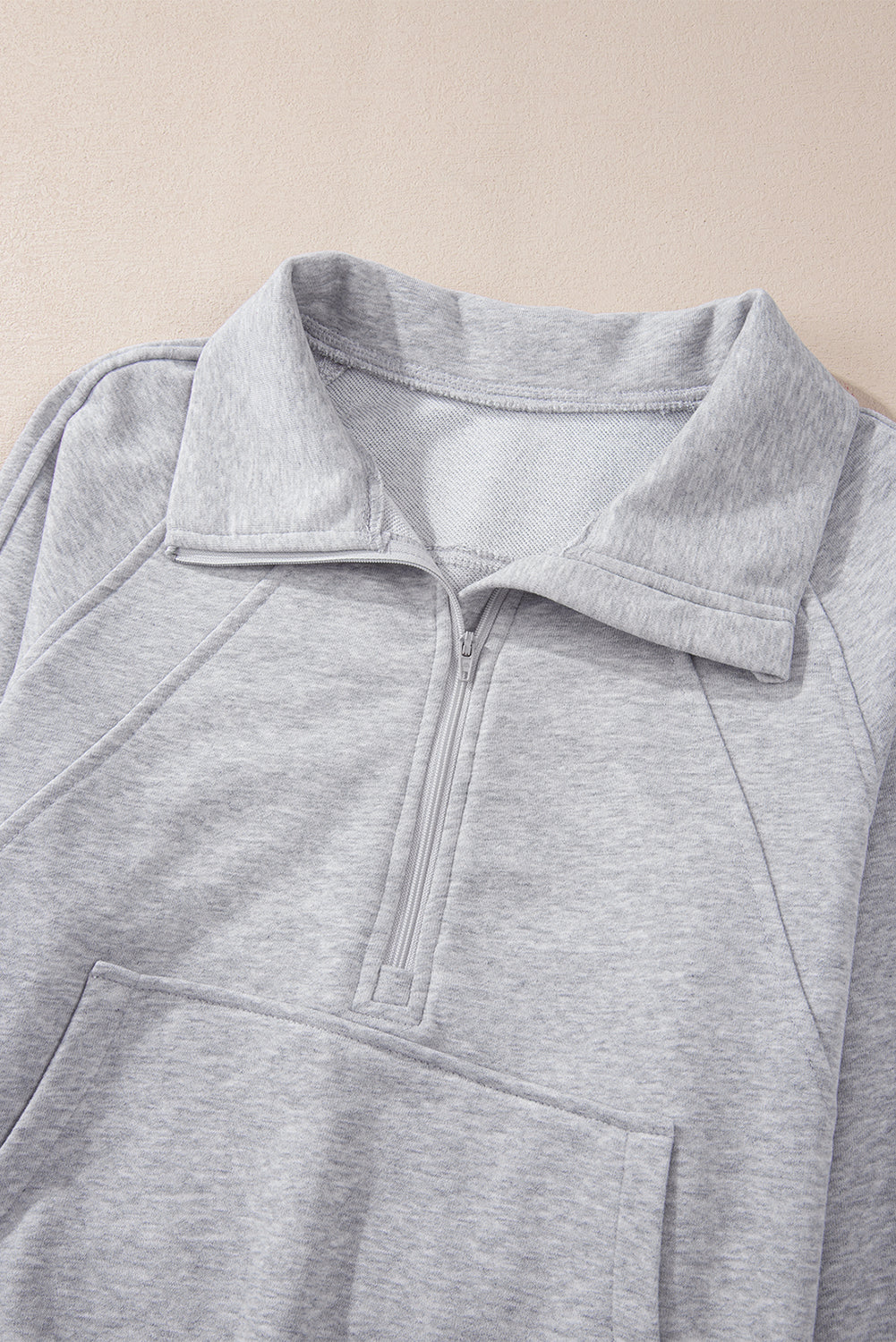 Quarter Zip Stand Neck Kangaroo Pocket Sweatshirt