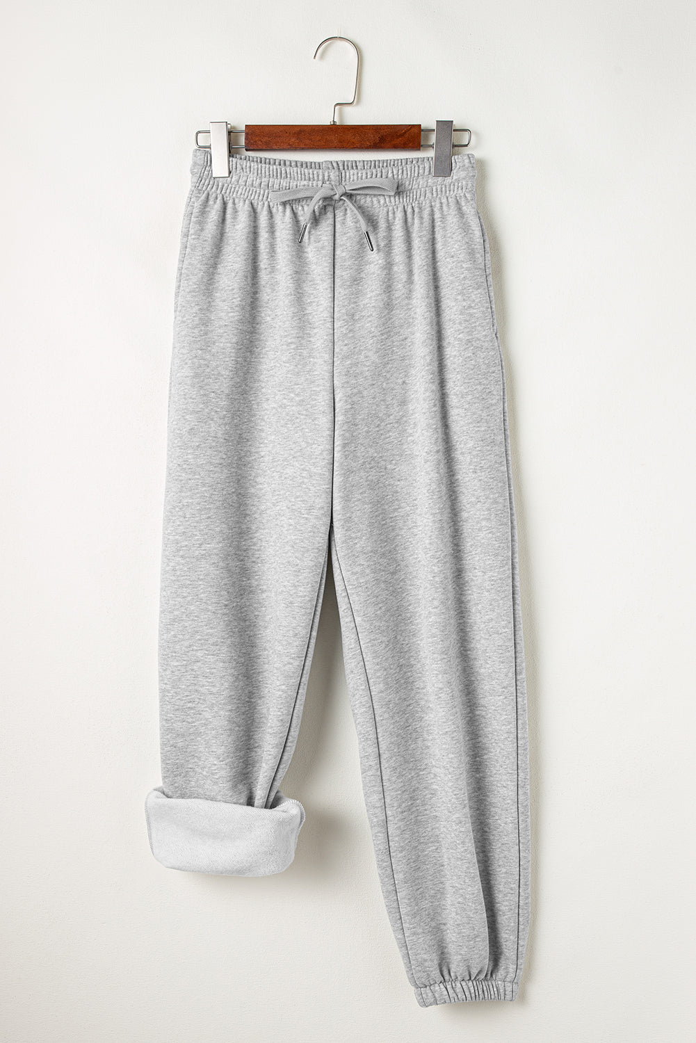 Solid Color Fleece Lined Drawstring Waist Joggers