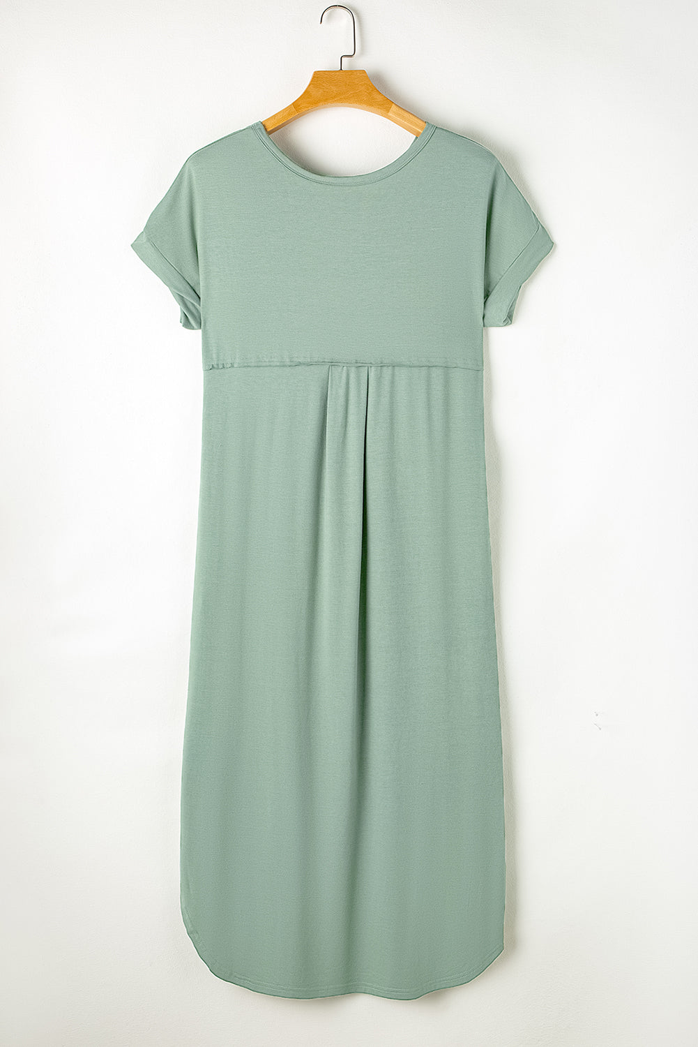 V Neck Hidden Pocket Splits Maxi T-shirt Dress