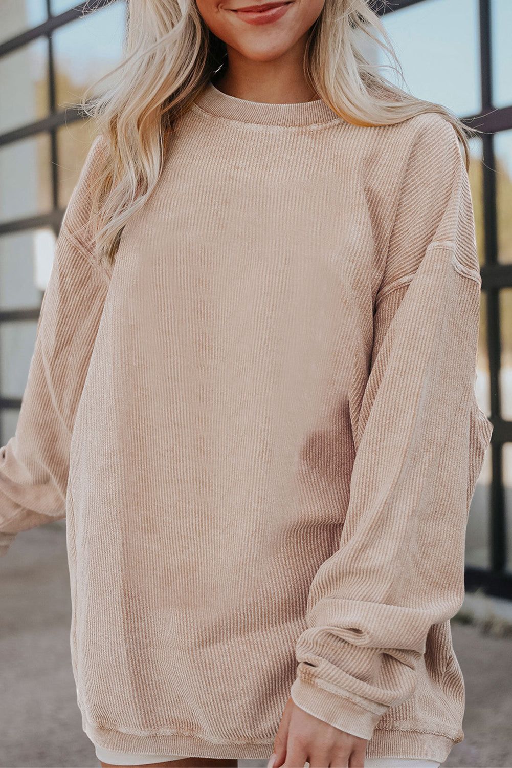 Ribbed Corduroy Oversized Sweatshirt