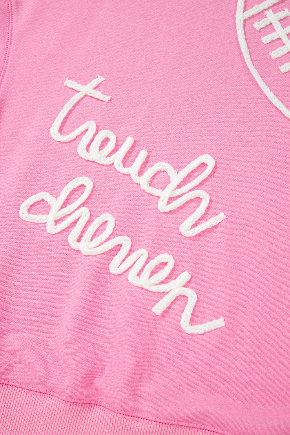 Pink Touch Down Embroidered Sweatshirt in CURVY SIZE ONLY