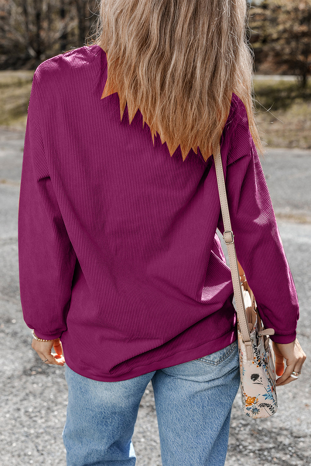 Ribbed Corduroy Oversized Sweatshirt