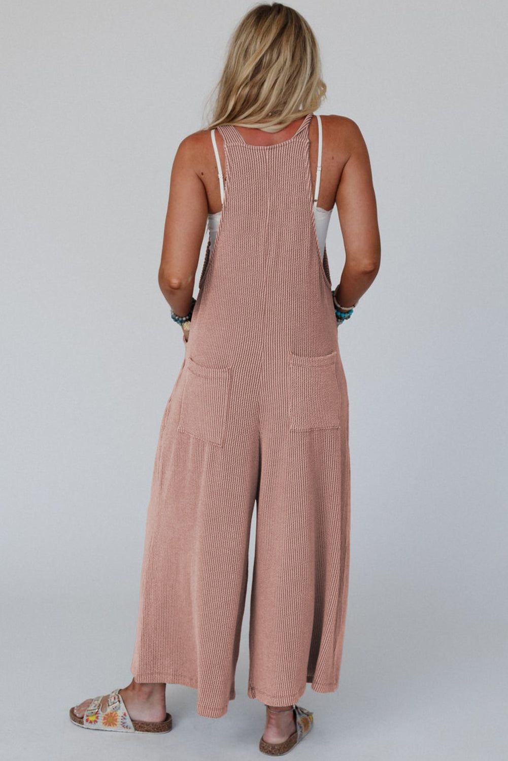 Corded Adjustable Straps Wide Leg Loose Overall