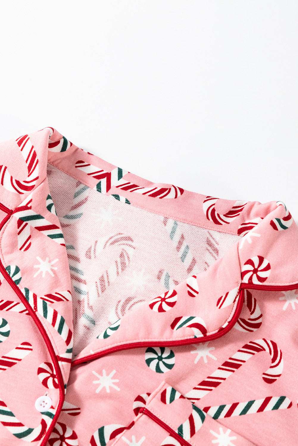 Pink Christmas Candy Cane Two Piece Pajamas Set