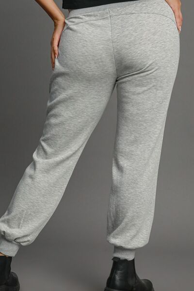 High Rise Elastic Waist Knit Joggers with Pockets