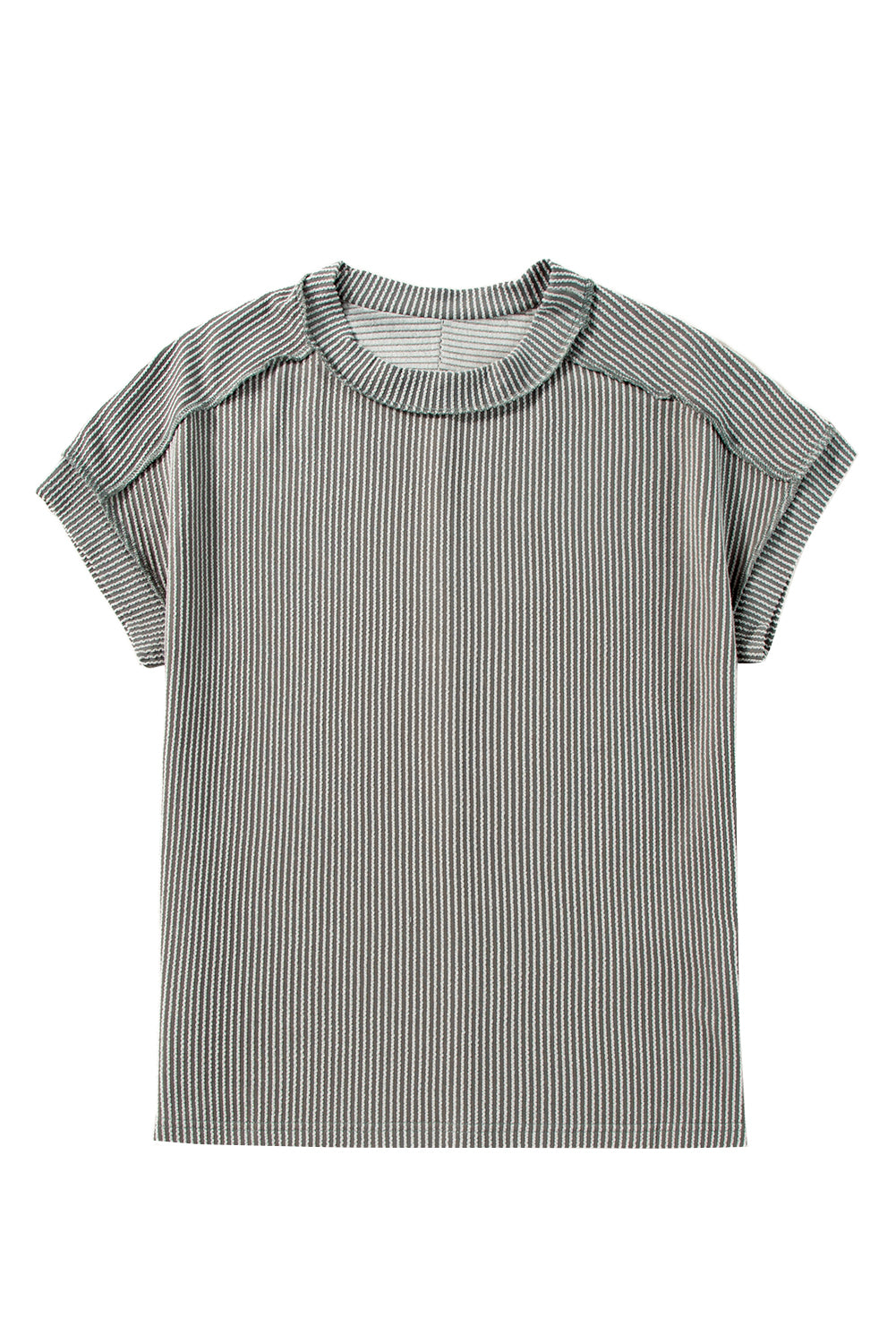 Textured Knit Exposed Stitching T-shirt