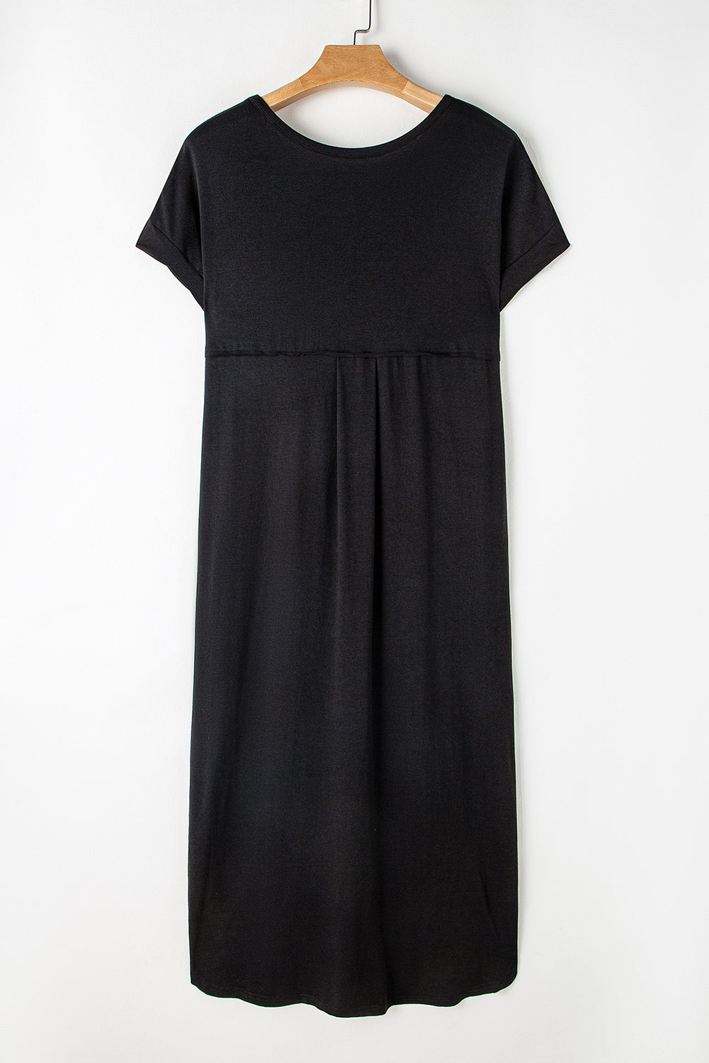 V Neck Hidden Pocket Splits Maxi T-shirt Dress