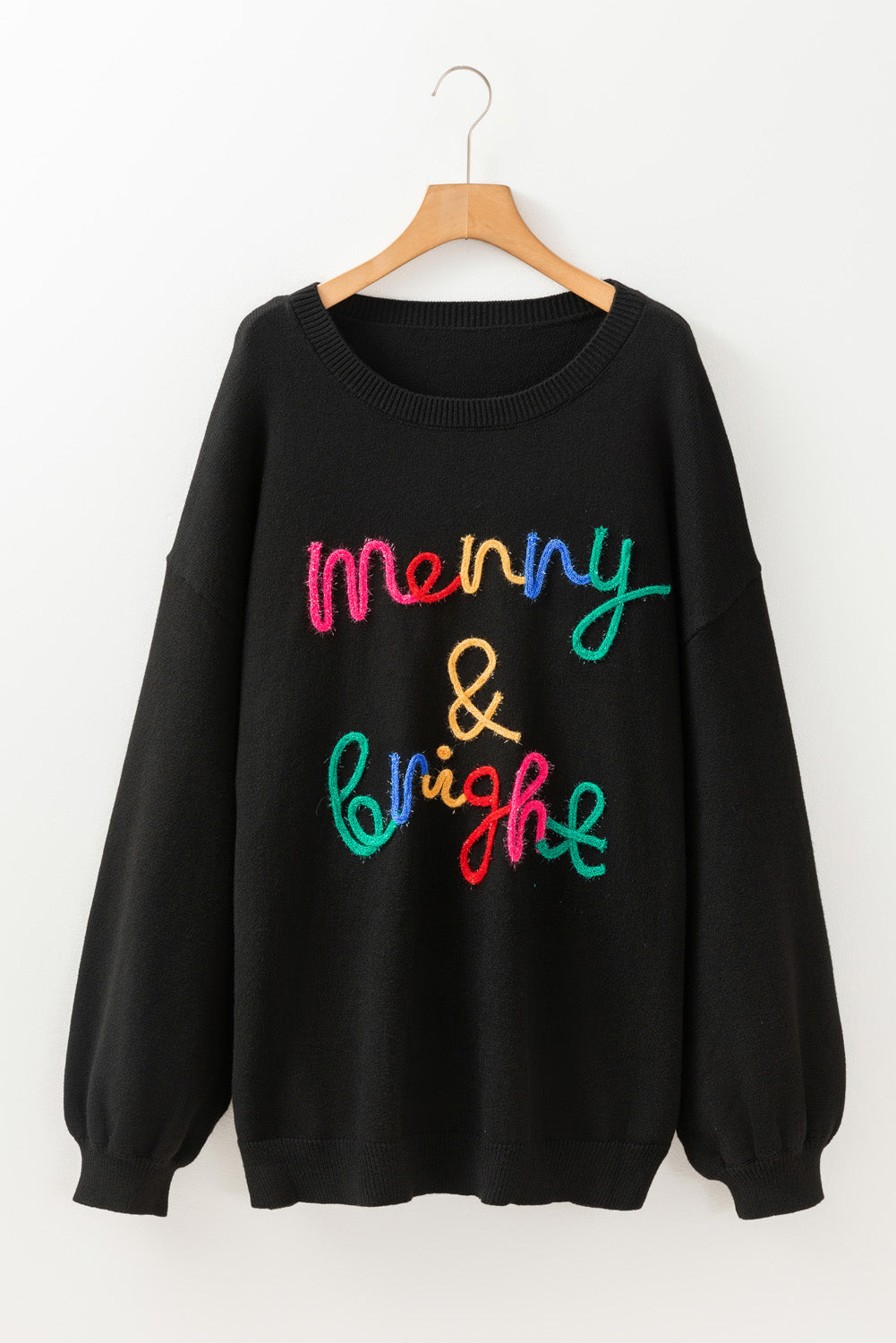 Black Tinsel Merry & Bright Sweater in CURVY SIZE ONLY