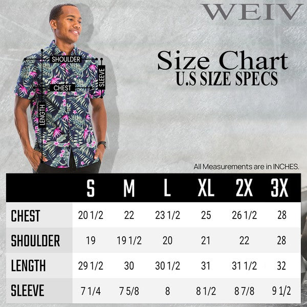 Men's Hawaiian Button Down Collar Shirt