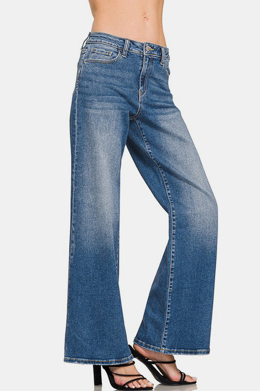 High Rise Wide Leg Jeans with Pockets