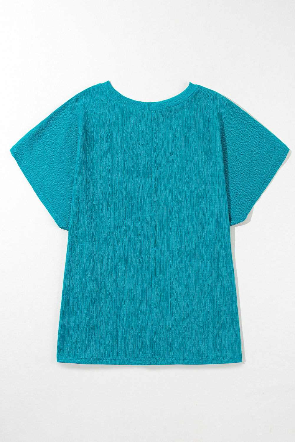 Textured V Neck Bubble Hem Top in Curvy Size ONLY