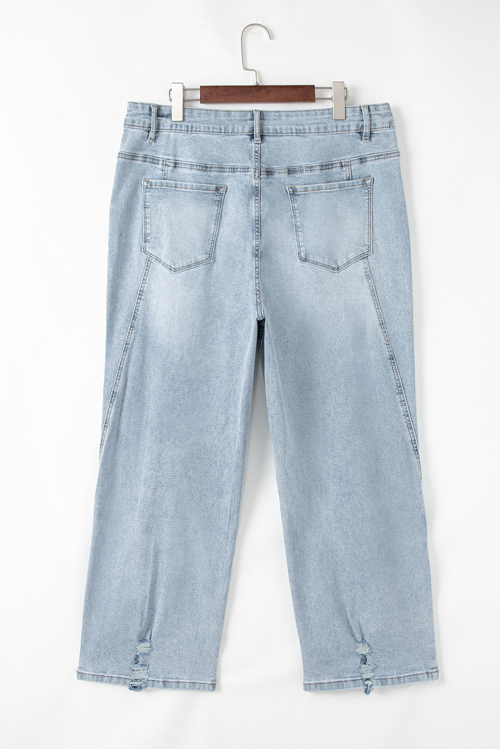 Beau Blue Light Wash Exposed Seam Jeans in CURZY SIZE ONLY