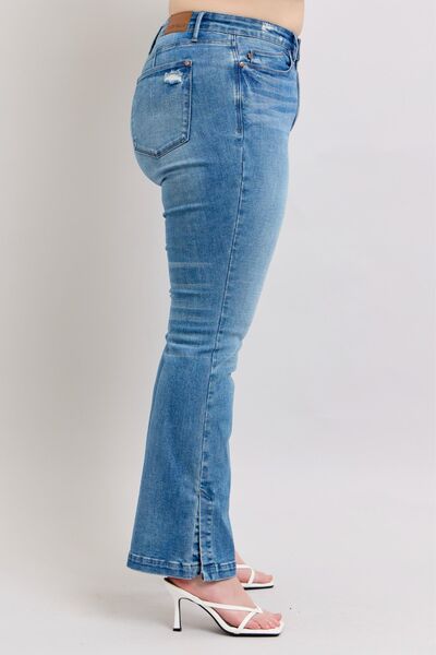 Judy Blue Tummy Control Vintage Wash Side Slit Slim Boot Jeans