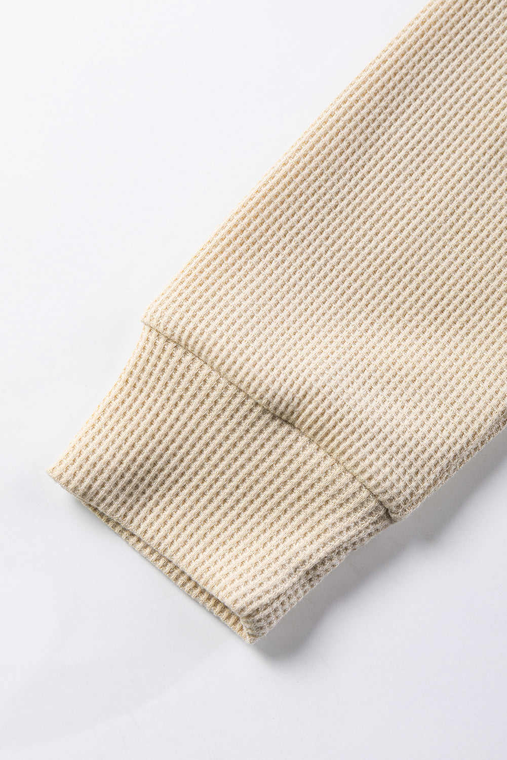 Leopard Color Block Waffle Knit Top in Pale Khaki