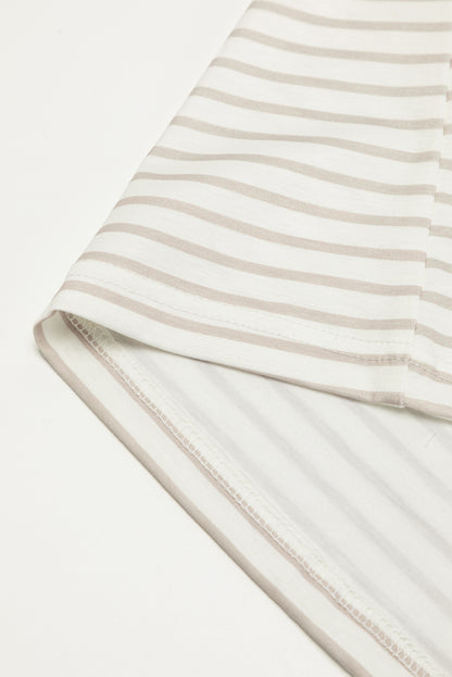 Striped Tee with Lace Splicing & Ruffle Sleeve