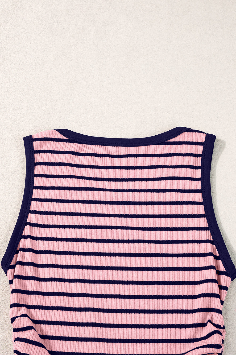 Stripe Contrast Round Neck Slimming Tank