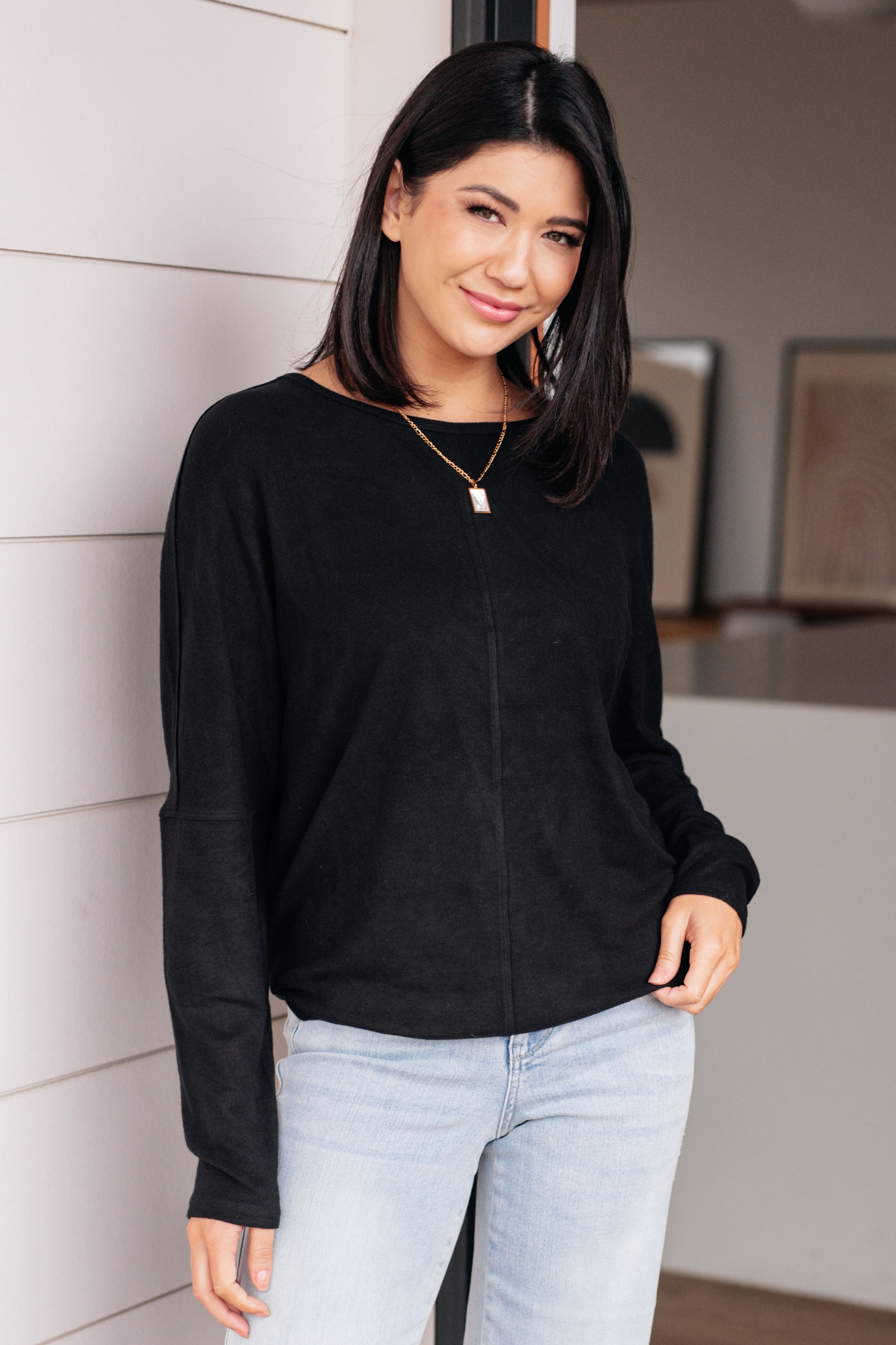 Dolman Sleeve Jersey Top | Boxy Fit with Center Seam Detail