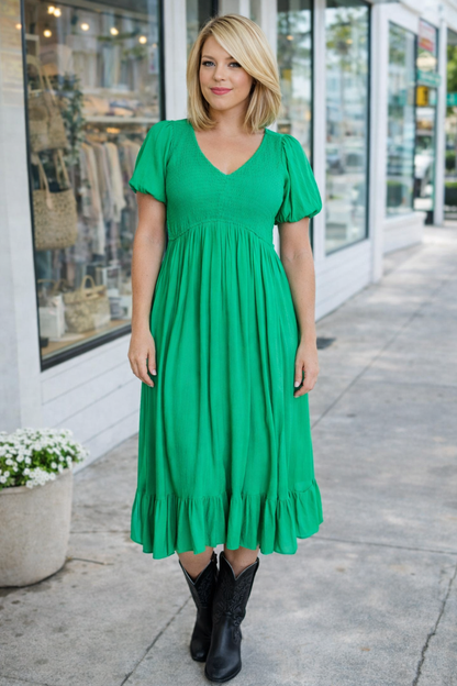 Catch a Cloud and Pin it Down Smocked Bodice Dress