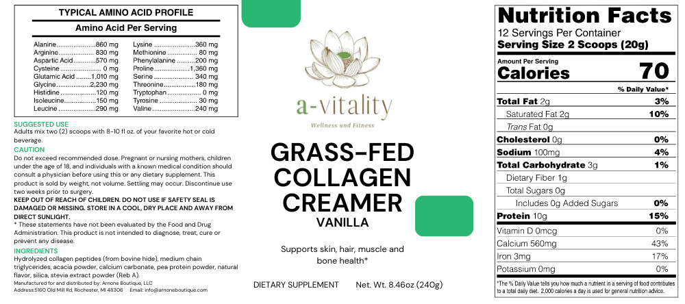 Grass-Fed Collagen Creamer (Vanilla)