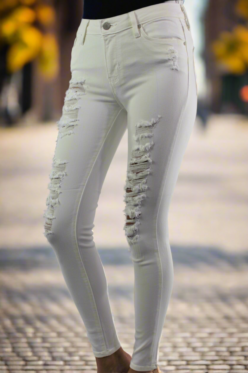 Super Stretch Skinny Jeans in White (MADE IN USA)