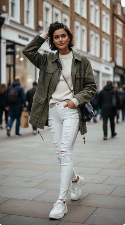 Super Stretch Skinny Jeans in White (MADE IN USA)