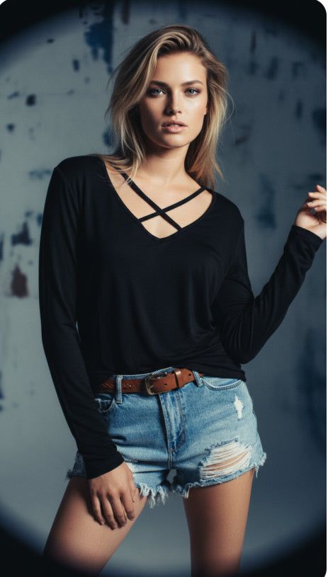 Jennifer Long Sleeve with Front Criss Cross (Size Small Only)