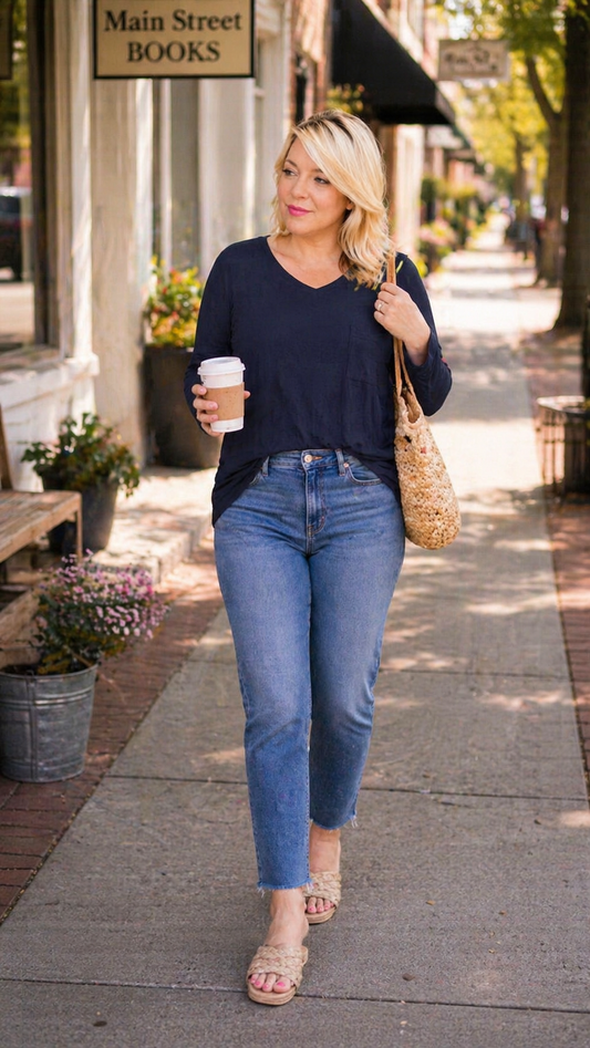 V-Neck Long Sleeve Top