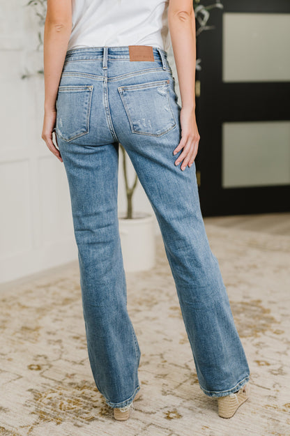 Lorena Mid Rise Vintage Wash Bootcut Jeans by Judy Blue