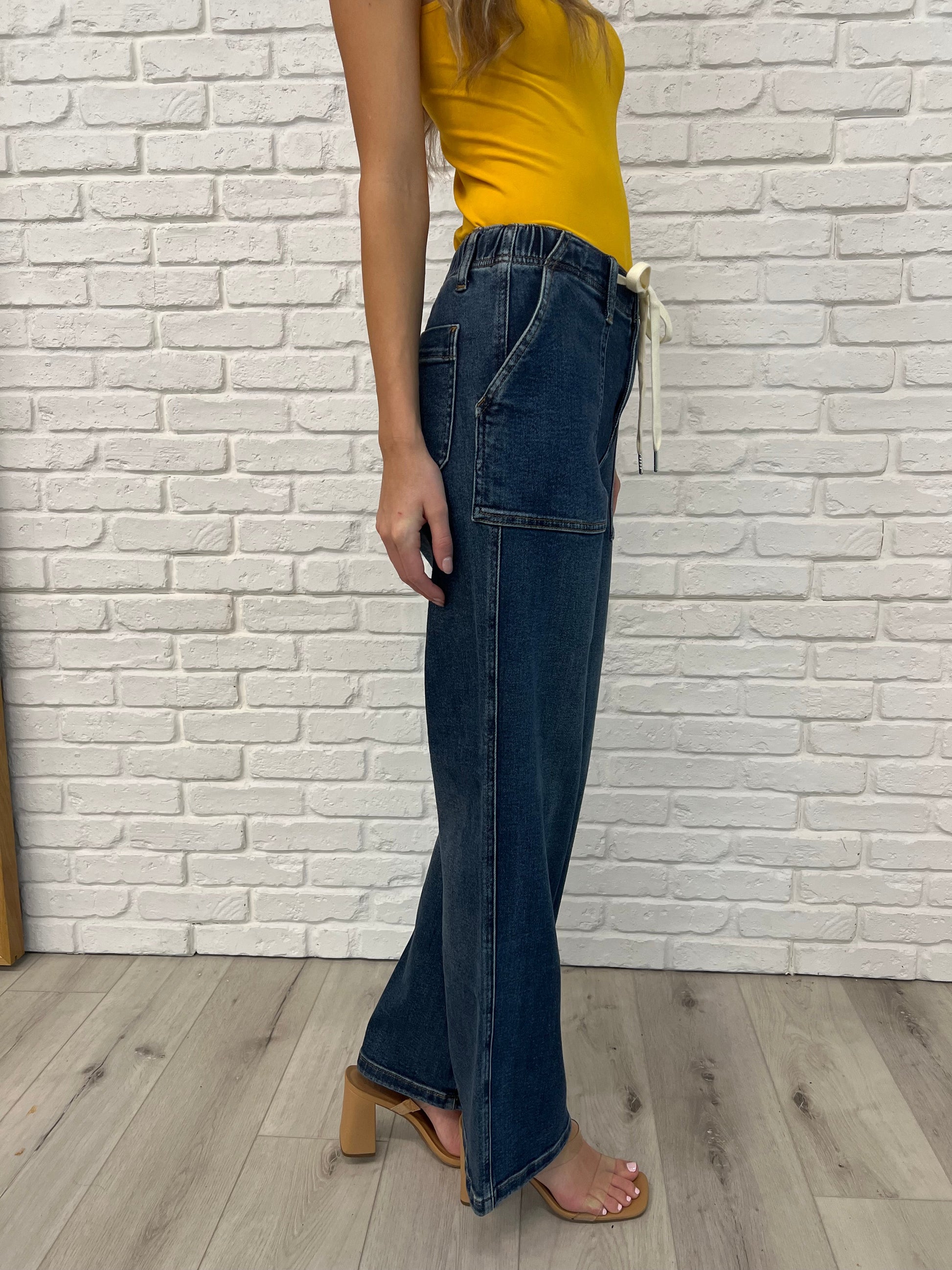 JUDY BLUE Melanie High Rise Drawstring Wide Leg Jeans