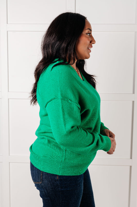 **SELLING FAST** Very Understandable V-Neck Sweater in Green