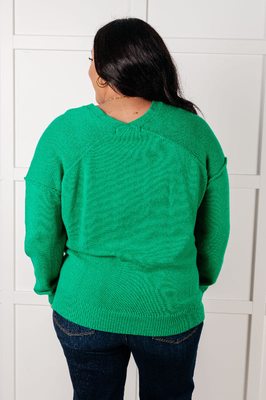 **SELLING FAST** Very Understandable V-Neck Sweater in Green