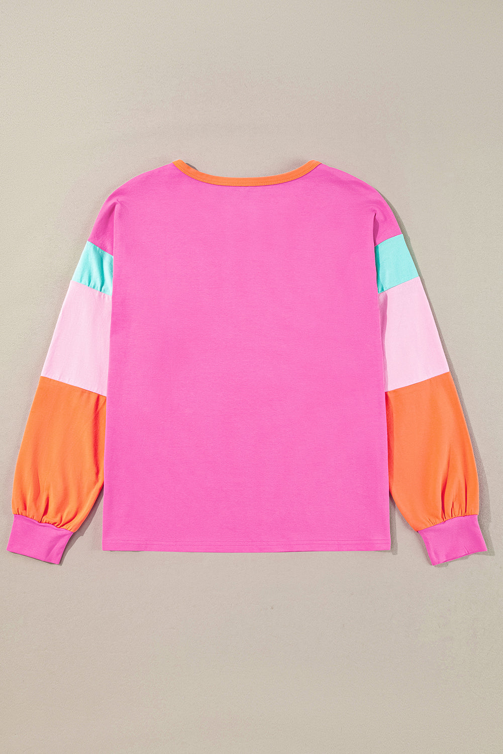 Color Block Patchwork Long Sleeve Loose Top