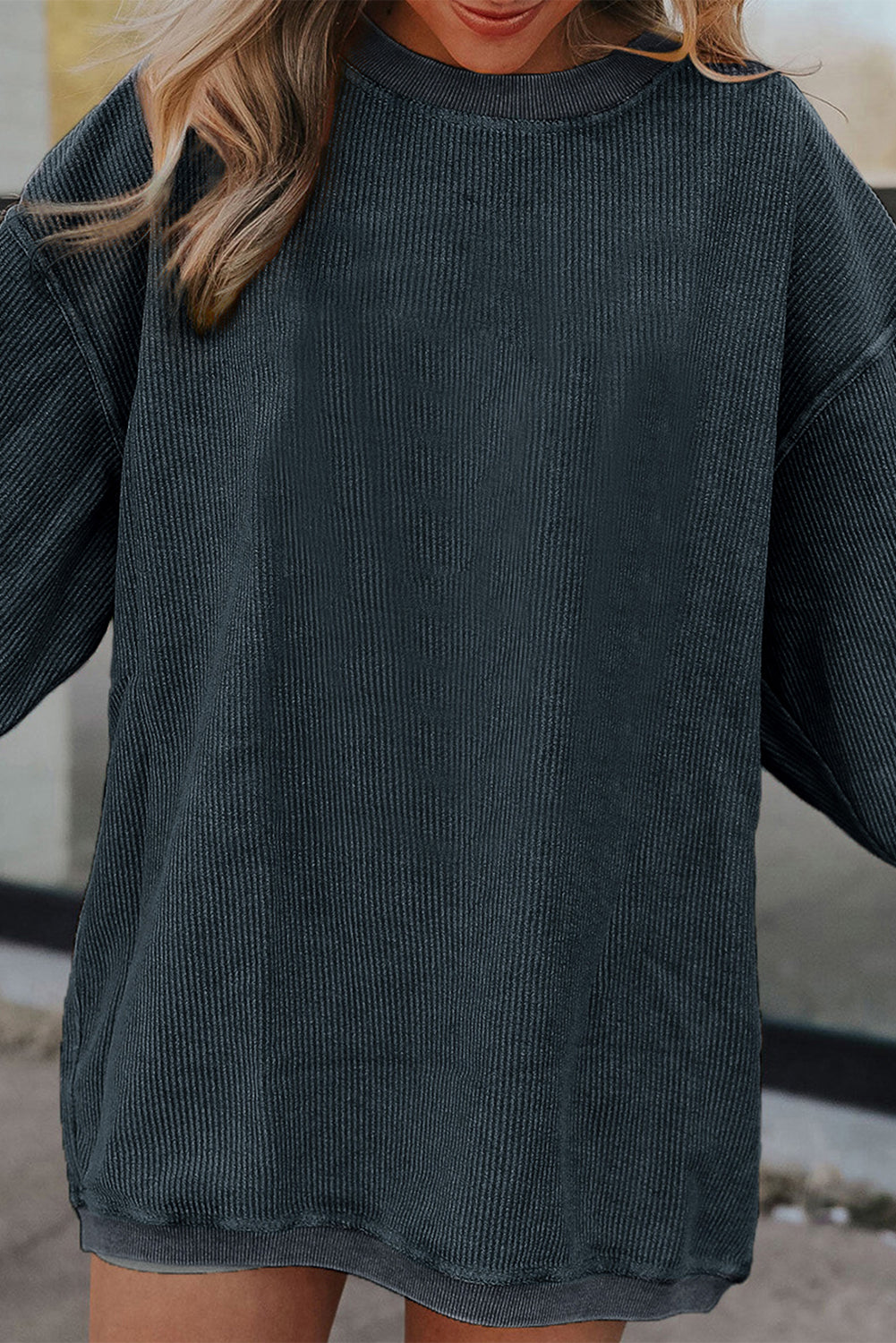 Ribbed Corduroy Oversized Sweatshirt