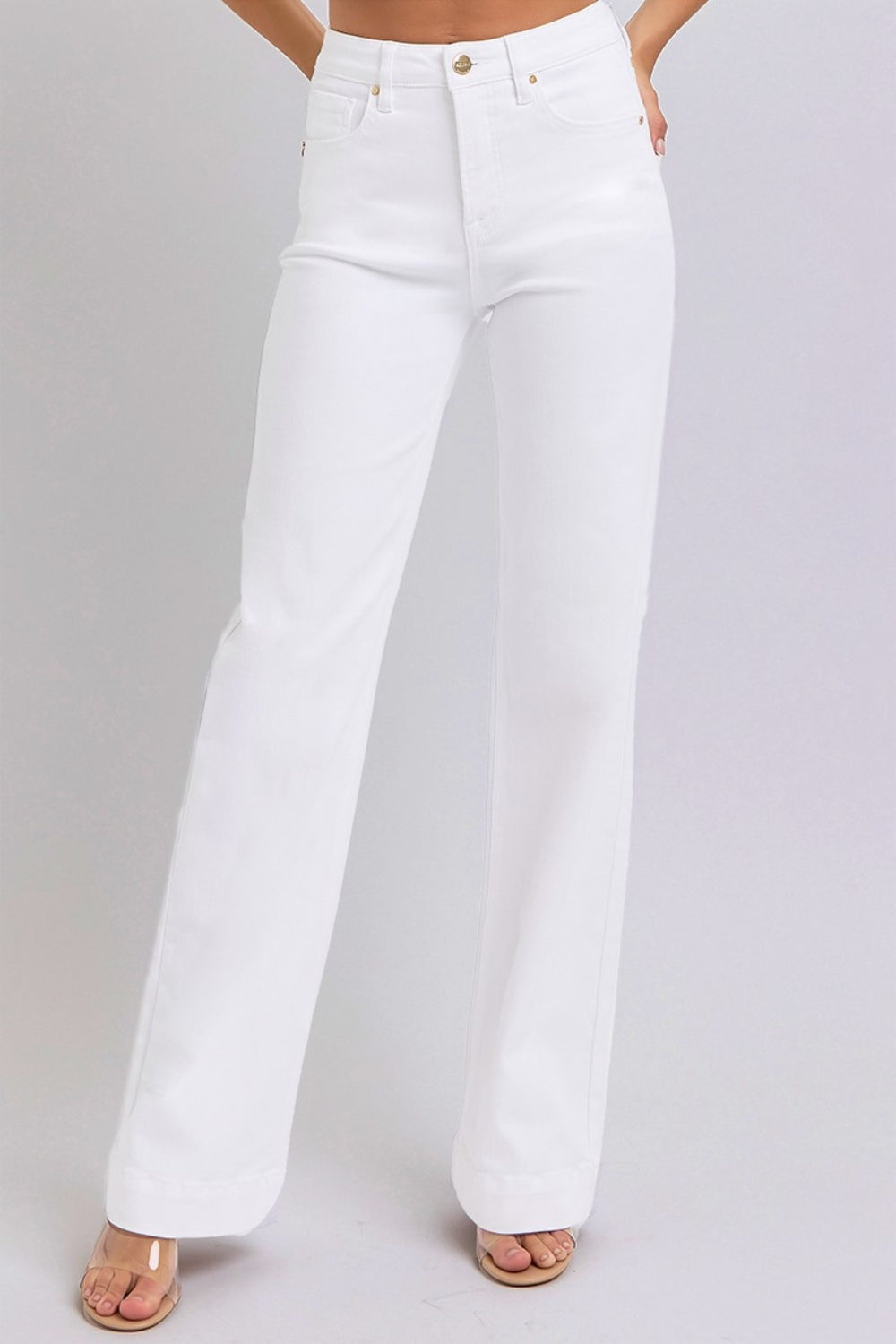 RISEN White High Waist Straight Jeans