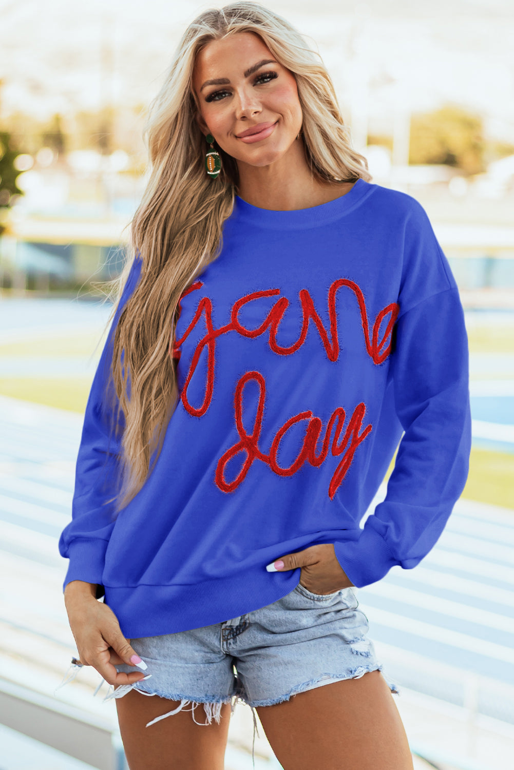 Dark Blue Tinsel Game Day Sweatshirt