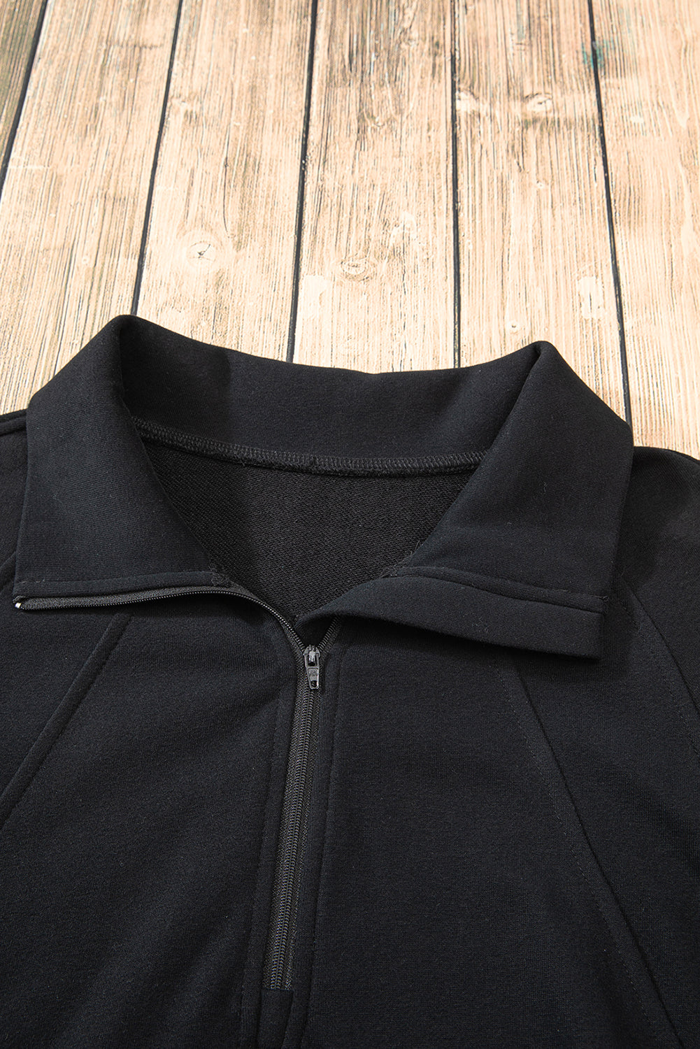 Quarter Zip Stand Neck Kangaroo Pocket Sweatshirt