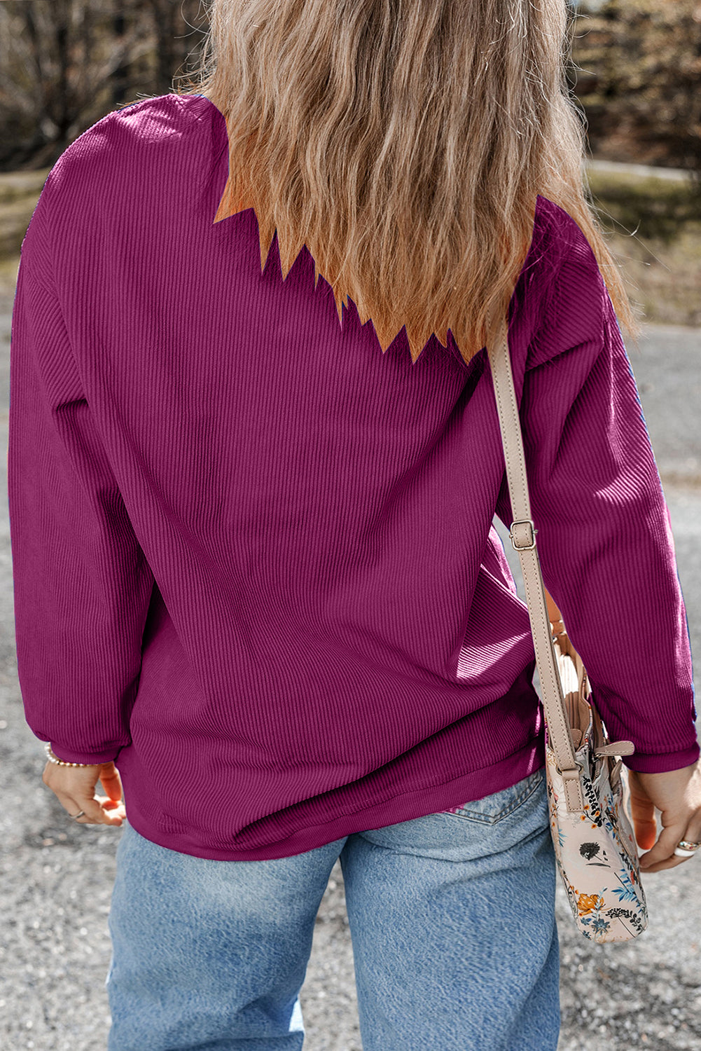 Ribbed Corduroy Oversized Sweatshirt