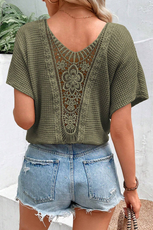 Guipure Lace Patch Textured Shirt
