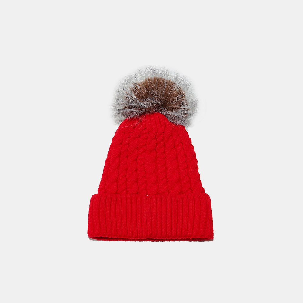 Cable Knit Winter Hat with Pom Pom