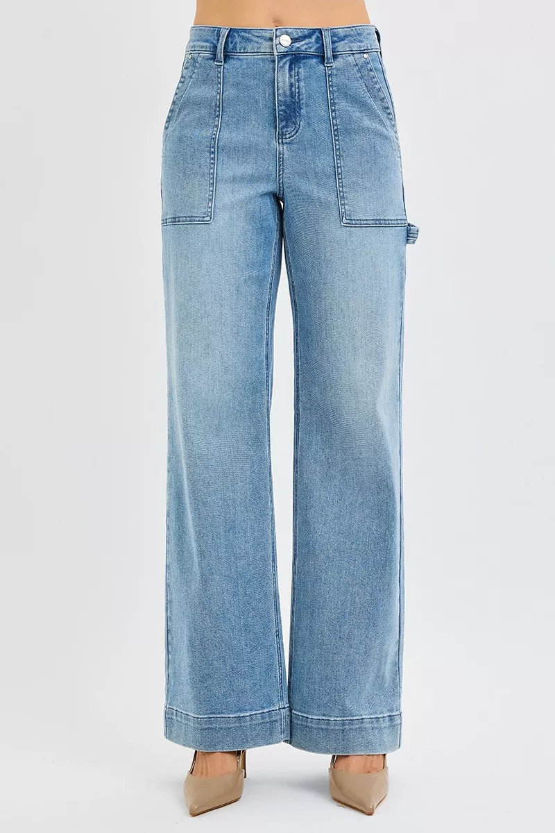 Light blue jeans on a white background