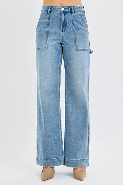 Light blue jeans on a white background