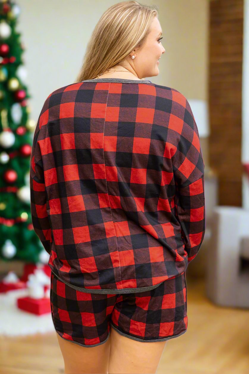 Fiery Red Christmas Top and Shorts in CURVY SIZE ONLY