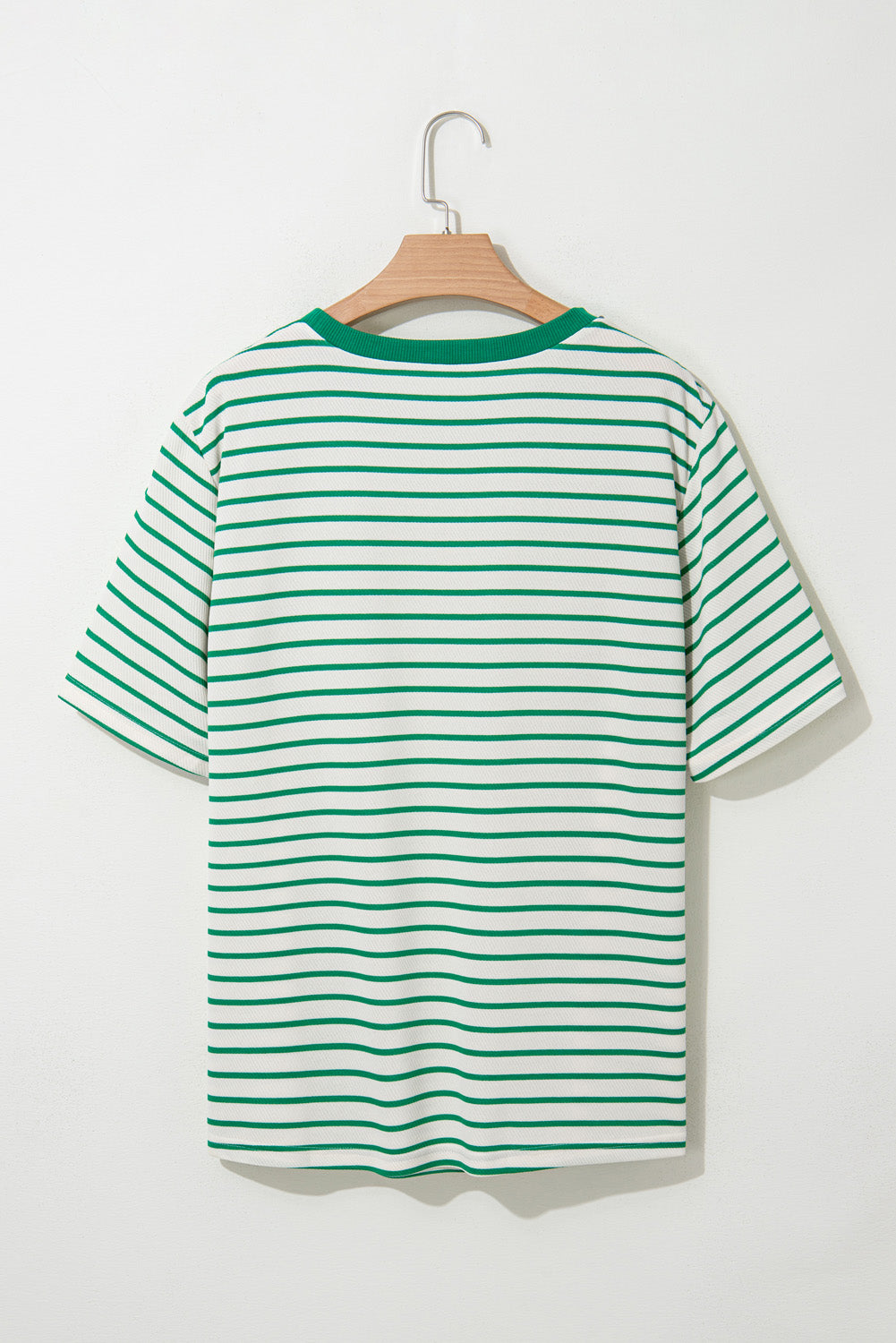 Green Stripe Round Neck T Shirt in CURVY SIZE ONLY